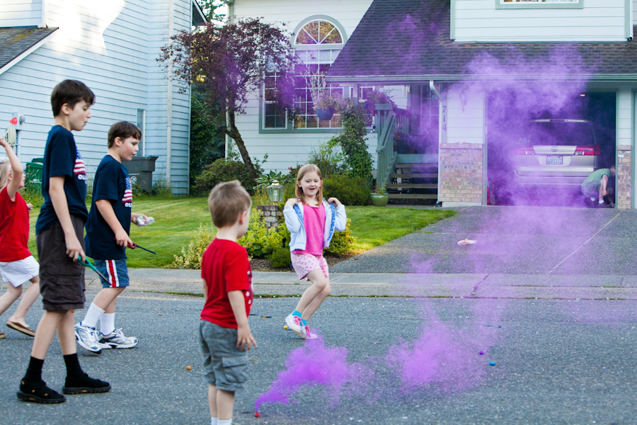 Neighborhood kids vs. the purple smoke monster