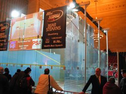 Squash tournament setup in Grand Central Station