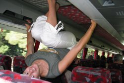 Tori is a monkey on the bus