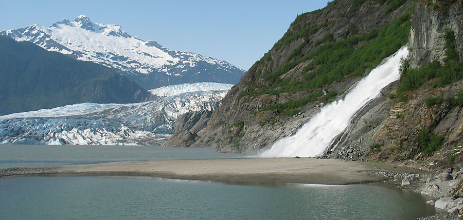 Waterfall and the glacier