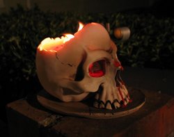 Our cool bleeding skull candle