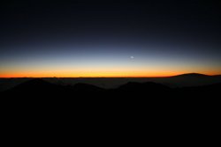 Sunrise atop the Haleakala volcano, 10,000 feet up