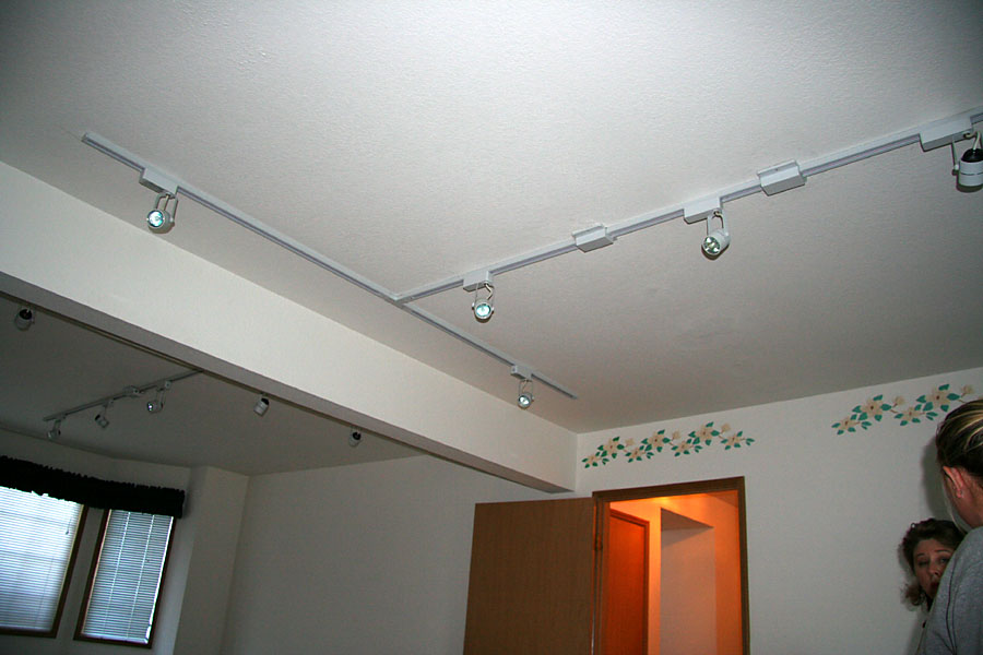 Track lighting in many parts of the house