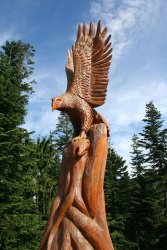 Carved eagle atop Grouse Mountain