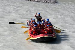 Tyler, Adam and Jessie rafting the Kicking Horse River