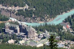 The Fairmont Banff Springs from above