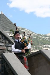 Bagpipe player at the Fairmont Banff Springs