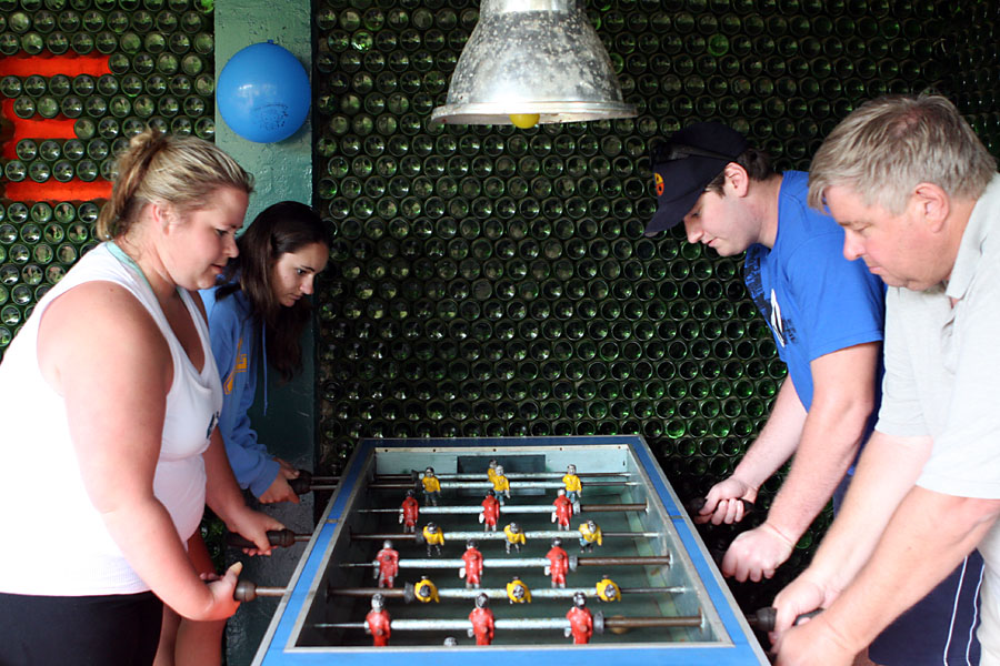 A furious game of foosball