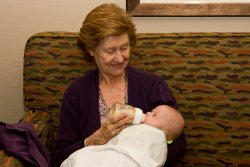 Great-grandma Phyllis feeding someone