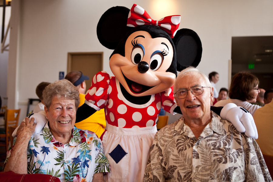 Great-Grandma Joan and Great-Grandpa Jack with Minnie Mouse