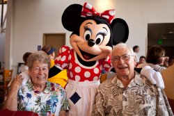 Great-Grandma Joan and Great-Grandpa Jack with Minnie Mouse