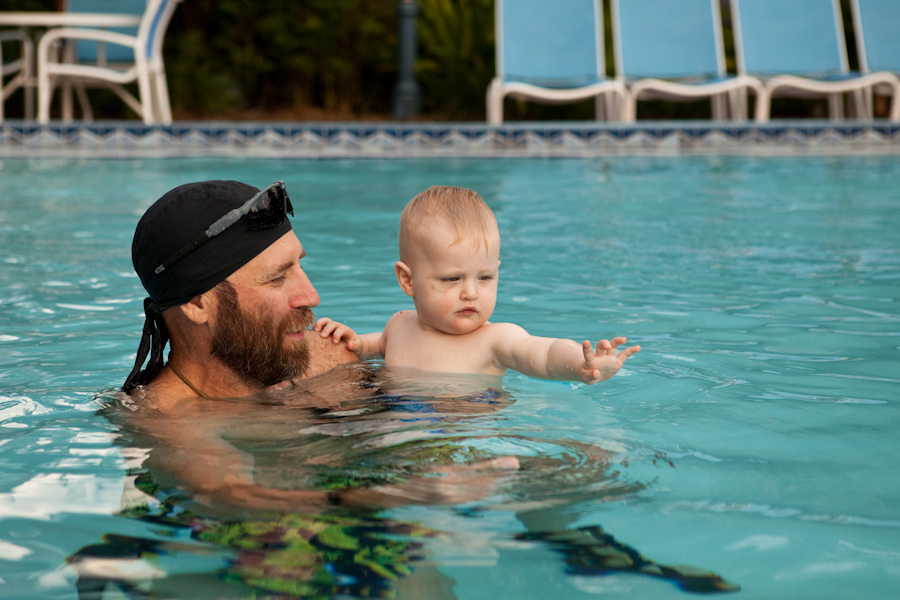 Grandpa Steve and Will in the pool