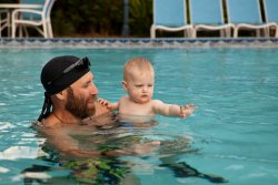 Grandpa Steve and Will in the pool
