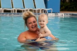 Aunt Jessie and Andy in the pool