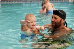 Will and Grandpa Steve in the pool