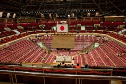 The sumo arena was pretty empty early in the day for the lower matches