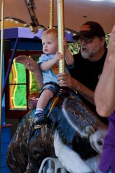 Andy riding the anteater with Grandpa Allen 3