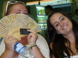 Jessie and Tori showing off the abandoned fan
