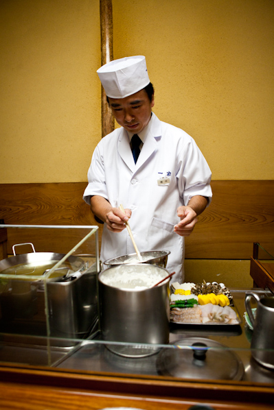 Our masterful chef at Ippoh in Osaka