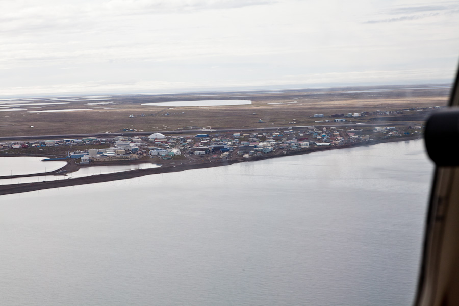 Barrow, Alaska from the plane. You can see the airport.