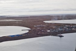 Barrow, Alaska from the plane. You can see Cathy Parker Football Field.