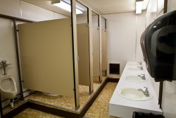 Men's restroom in the Deadhorse Camp main building