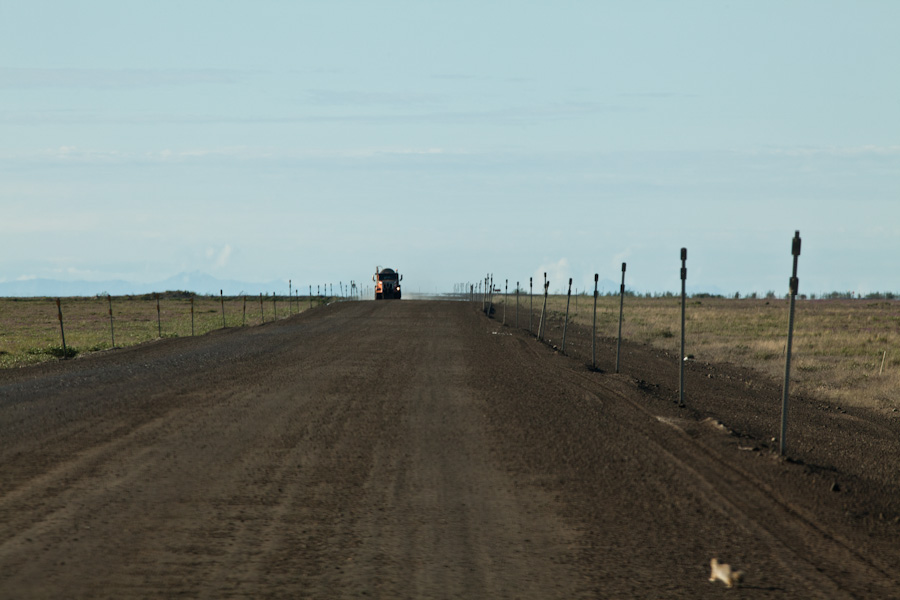 The first traffic on the Dalton Highway, ~45 minutes into our trip