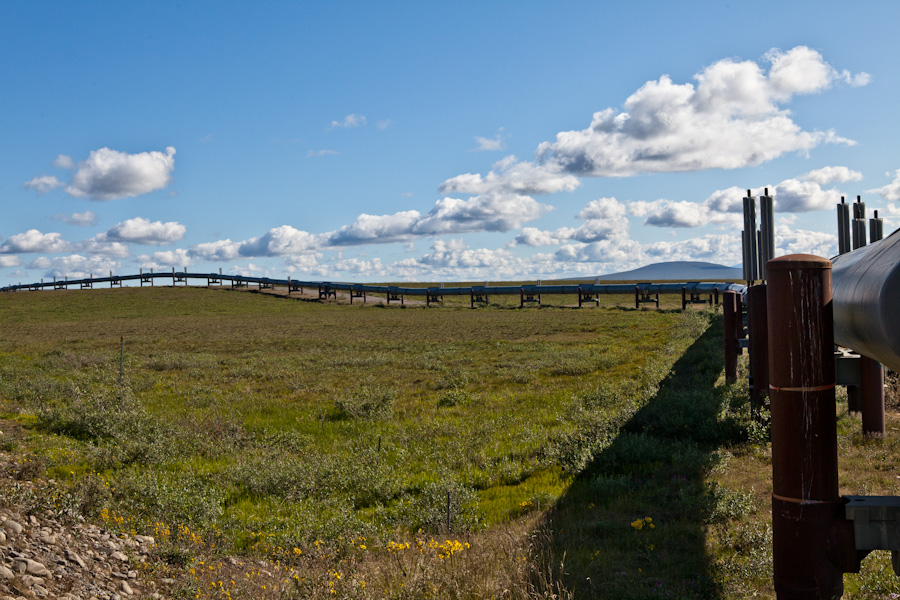 The Trans-Alaska Pipeline running north