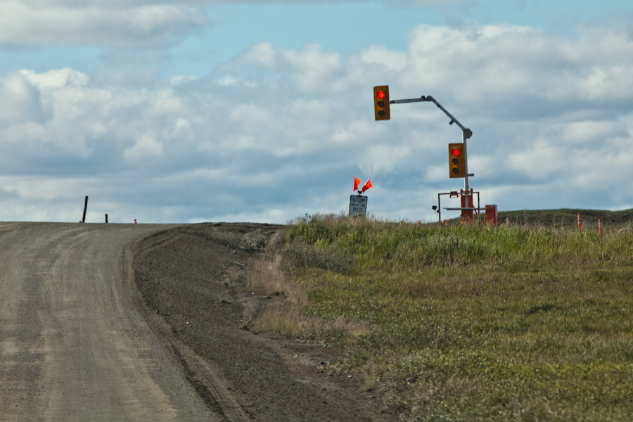 The only (temporary) stoplight on the Dalton Highway