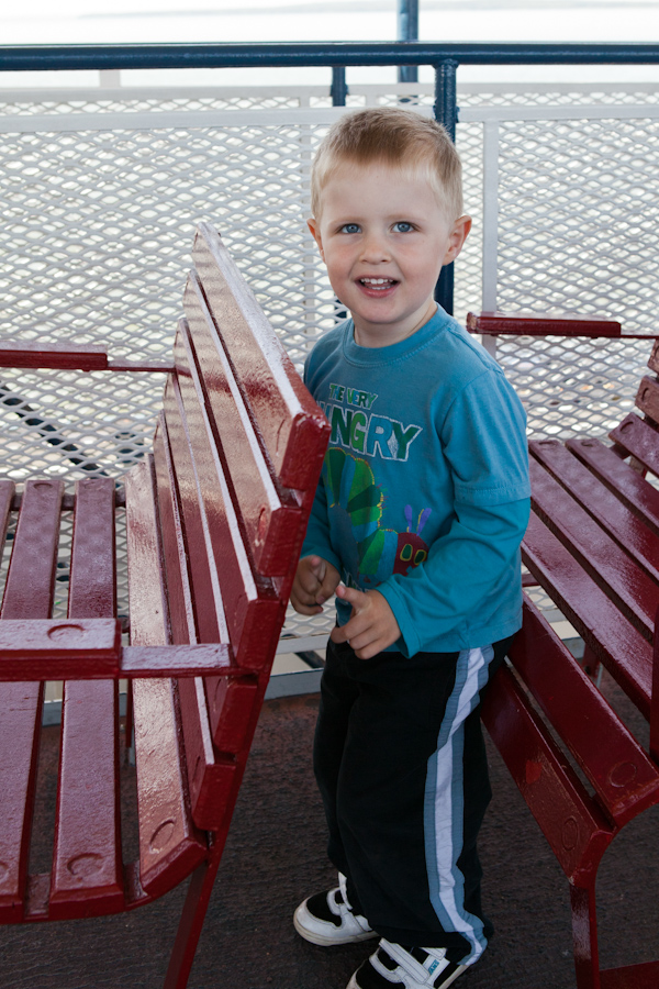 Andrew dancing on the ferry