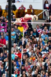 Becky Holliday clearing 4.30 meters on her second attempt at the London 2012 Olympics