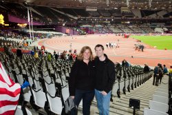 Bekki and Adam in the Olympic Stadium