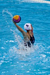 USA's Maggie Steffens takes a 5 meter shot