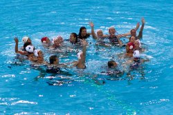 USA Women's Water Polo team celebrates gold (2)