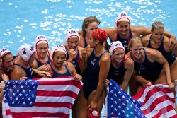 USA Women's Water Polo team celebrates gold (3)