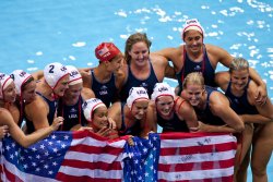 USA Women's Water Polo team celebrates gold (5)
