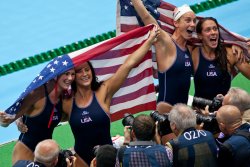 USA Women's Water Polo team celebrates gold (6)