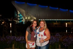 Tori and Jessie in front of the Water Polo Arena (2)
