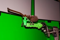 Broom on a boom with green screen