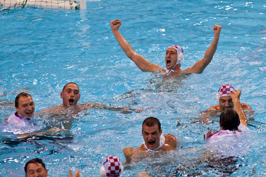 Croatia's Men's Water Polo team celebrates gold
