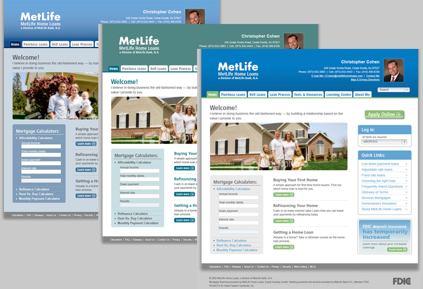 MetLife Loan Officer Website screenshots